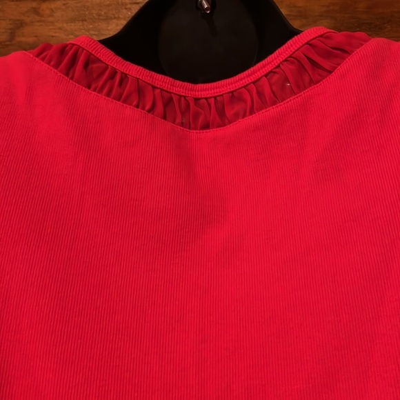 NWOT Red Embellished Cotton Lycra Tank Top - Picture 5 of 7